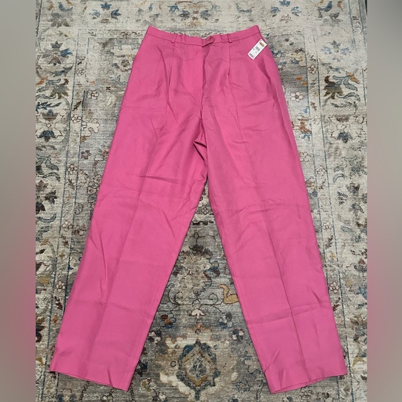 Talbots Pants - Talbots High Waist Pink Italian Linen Blend Lined Pleated Trouser Pants Size 14